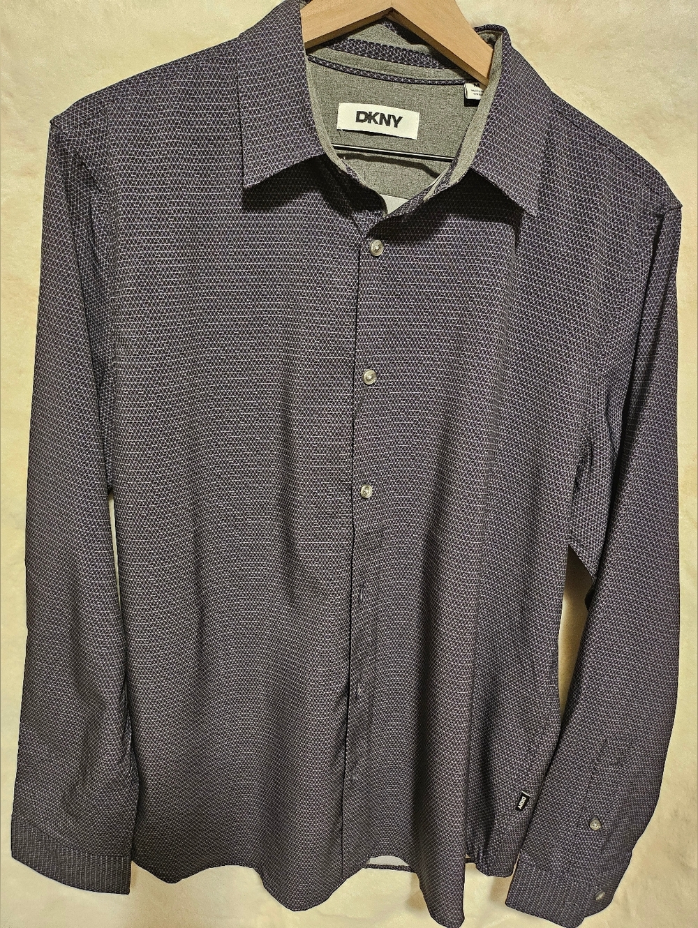 DKNY Men's Purple Micro-Pattern Dress Shirt Size M